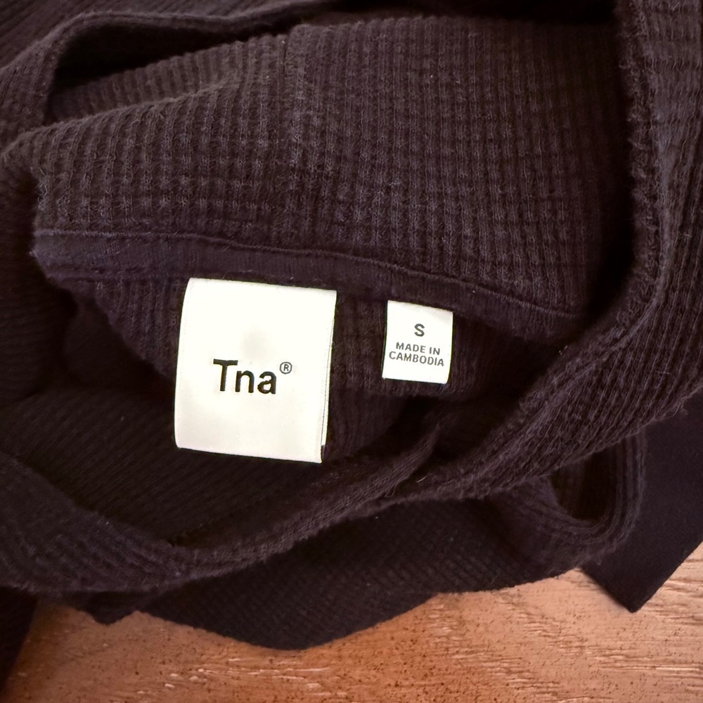 Tna Aritzia Waffle Knit Kinney Pullover Hoodie Sweatshirt Long Sleeve Top Small - Picture 3 of 10